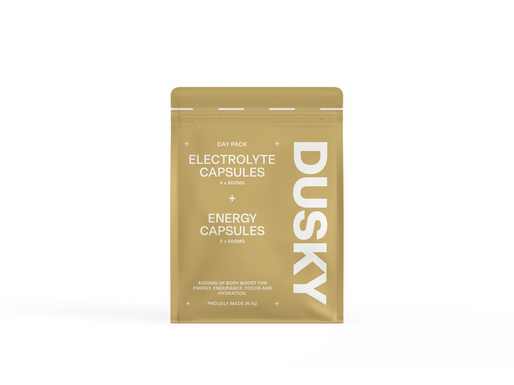 Dusky Day Pack containing electrolyte capsules and energy capsules for one full day outdoors. 