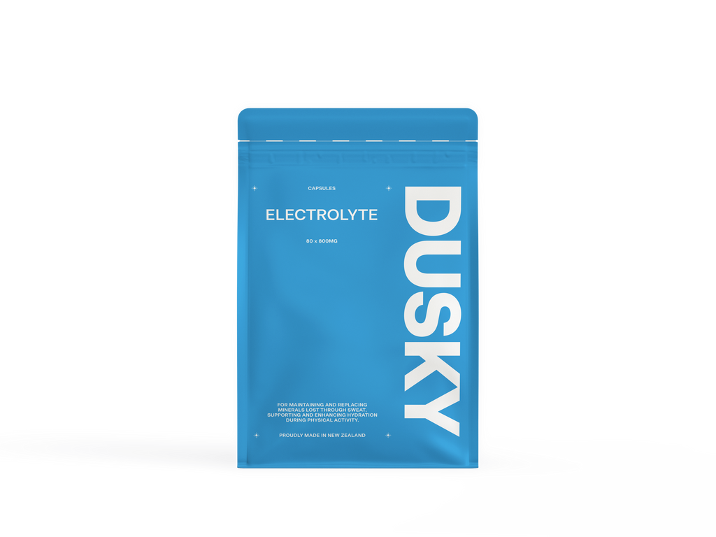 Dusky Electrolyte Capsules pouch for hydration, endurance, and recovery.