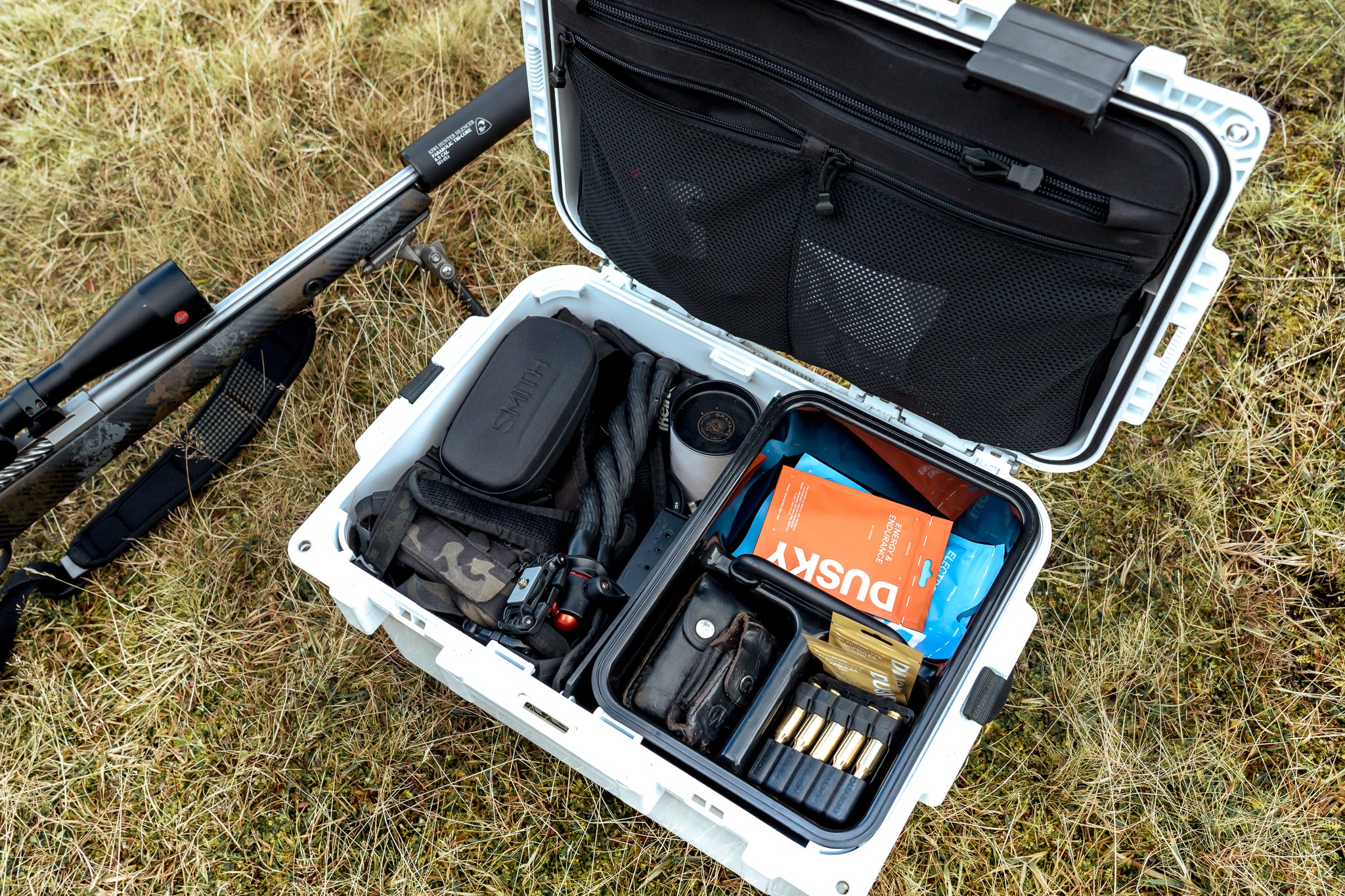 Hunting pack organised with Dusky electrolyte capsules and energy capsules ready for an outdoor adventure in New Zealand. 